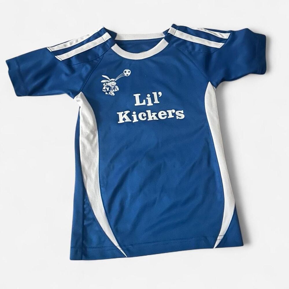 Kids Blue and White Soccer Jersey